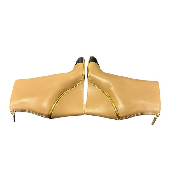 Chanel Tan Black Two Tone Interlocking CC Logo Wedge Boots Womens 39.5 / US 9.5 - Picture 8 of 14